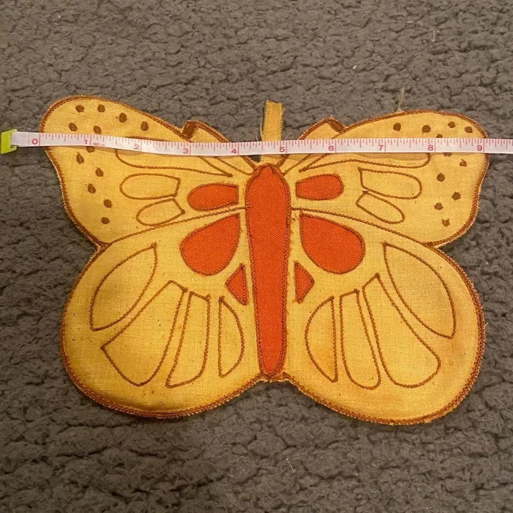 Vintage Butterfly Pot Holder Wall Hanger Set Of Two